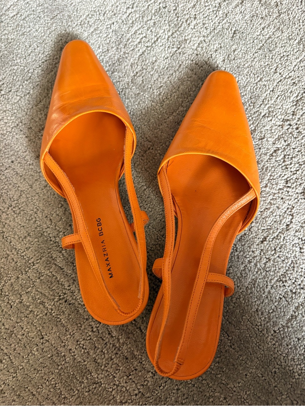 Max Azria BCBG Orange Pointed Slingback Mules